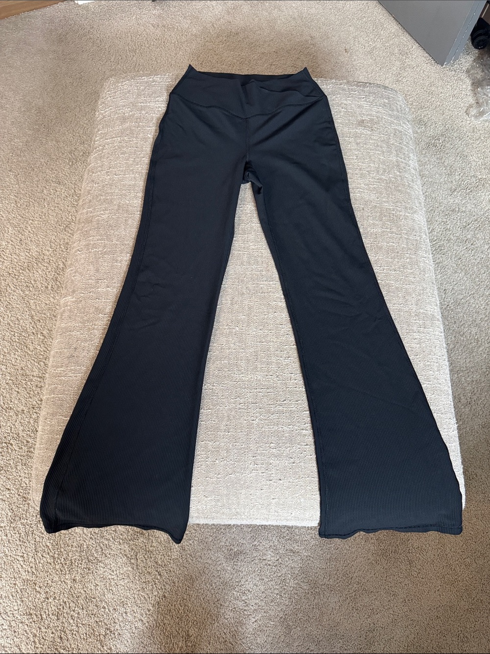 Yogalicious Black Flared Ribbed Yoga Pants